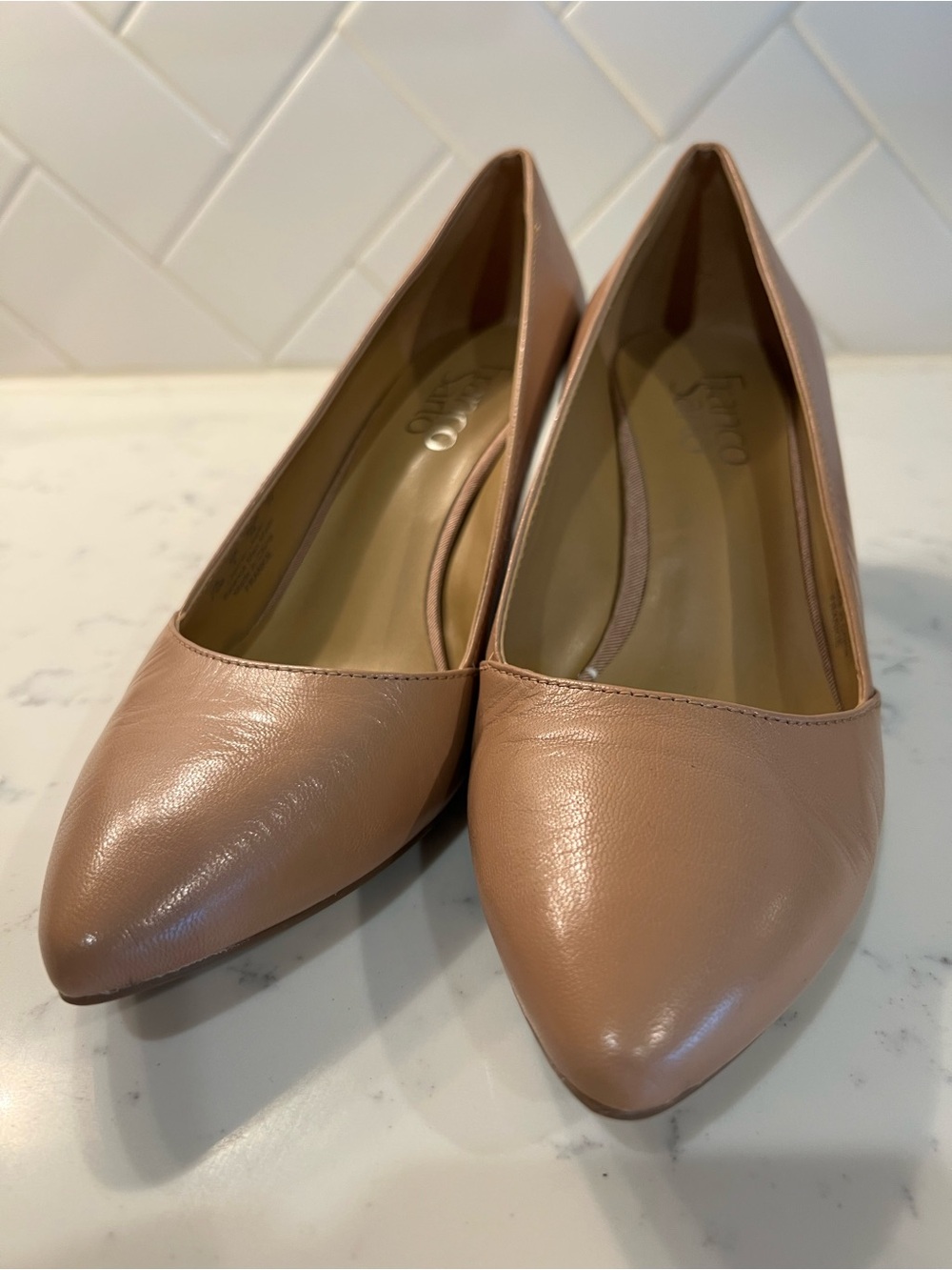 Franco Sarto Blush Pointed Toe Leather Flats- Size 7.5 Never Worn!